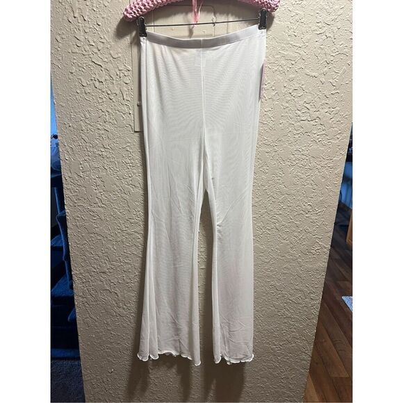 Wild Fable White Mesh Flare Cover Up Pants Woman’s Size Small NEW - Picture 1 of 6